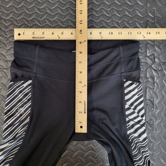 Athleta Leggings Black Silver Stripe Size XS Hip Pockets Reflective Details - Picture 7 of 10
